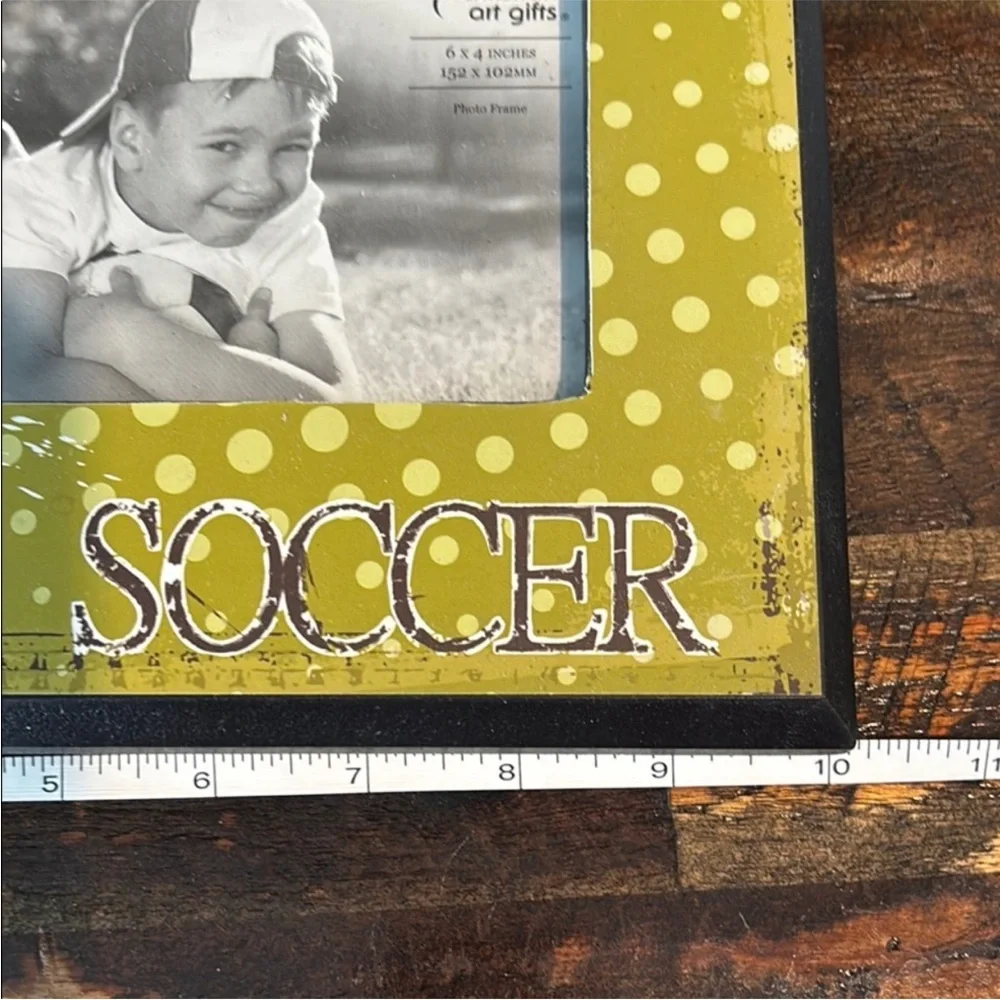 Soccer Theme 8X10 Wooden Photo Frame with 4X6 Window NWT Includes Box